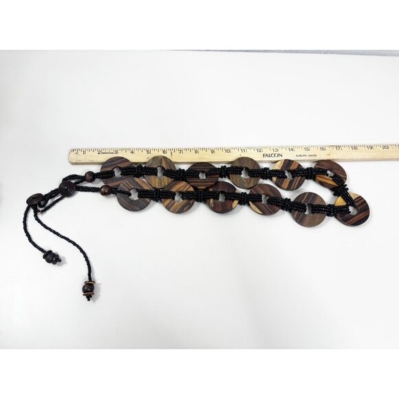 VTG Wooden Disc Beaded Elastic Belt 36\